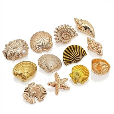Botons de tija d'or amb tema de l'oceà