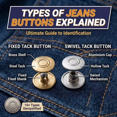 S'han explicat els tipus de botons dels pantalons texans